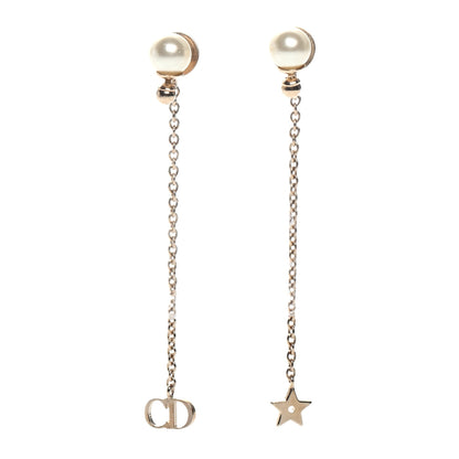 Christian Dior Pearl La Petite Tribale Dangle Chain Earrings Gold 1 of 3