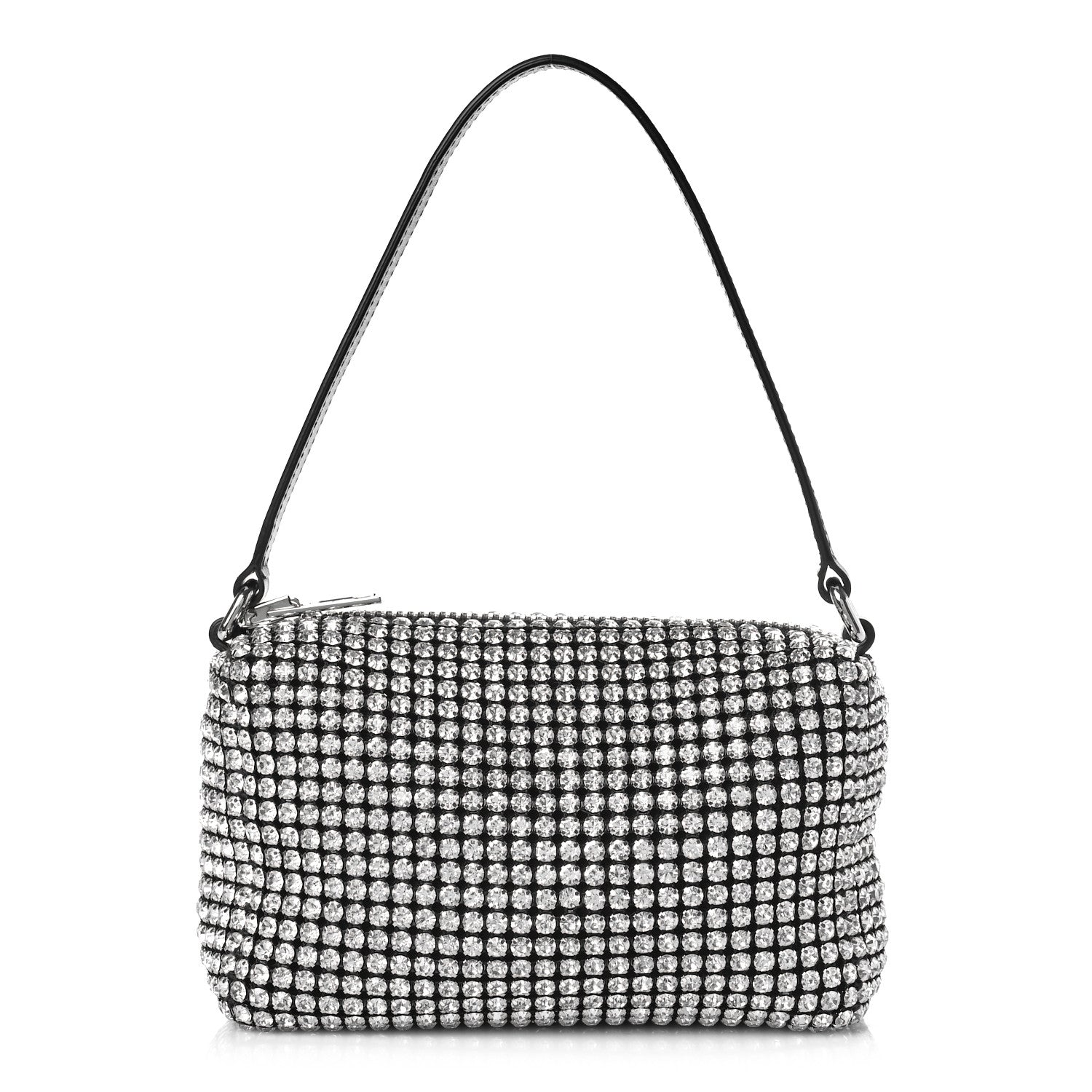 Alexander Wang Mesh Crystal Rhinestone Mini Heiress Pouch Black Silver 1 of 8