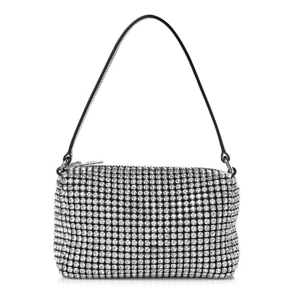 Alexander Wang Mesh Crystal Rhinestone Mini Heiress Pouch Black Silver 1 of 8