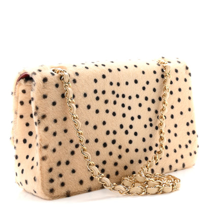 Chanel Pony Hair Cheetah Printed Creative Fabrics Flap Light Beige Black 3 of 11