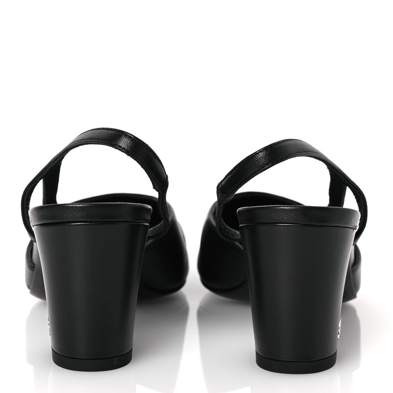 Chanel Lambskin Cap Toe CC Slingback Sandals 37 Black Dark Grey 6 of 11