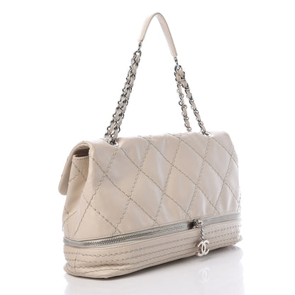 Chanel Calfskin Stitched Large Expandable Flap Bag White 3 of 16