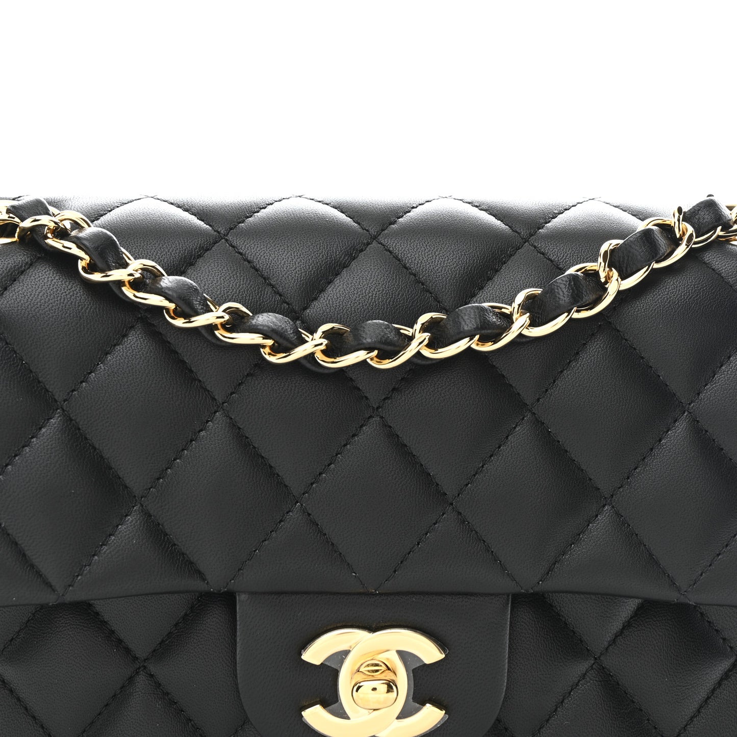 Lambskin Quilted Small Double Flap Black