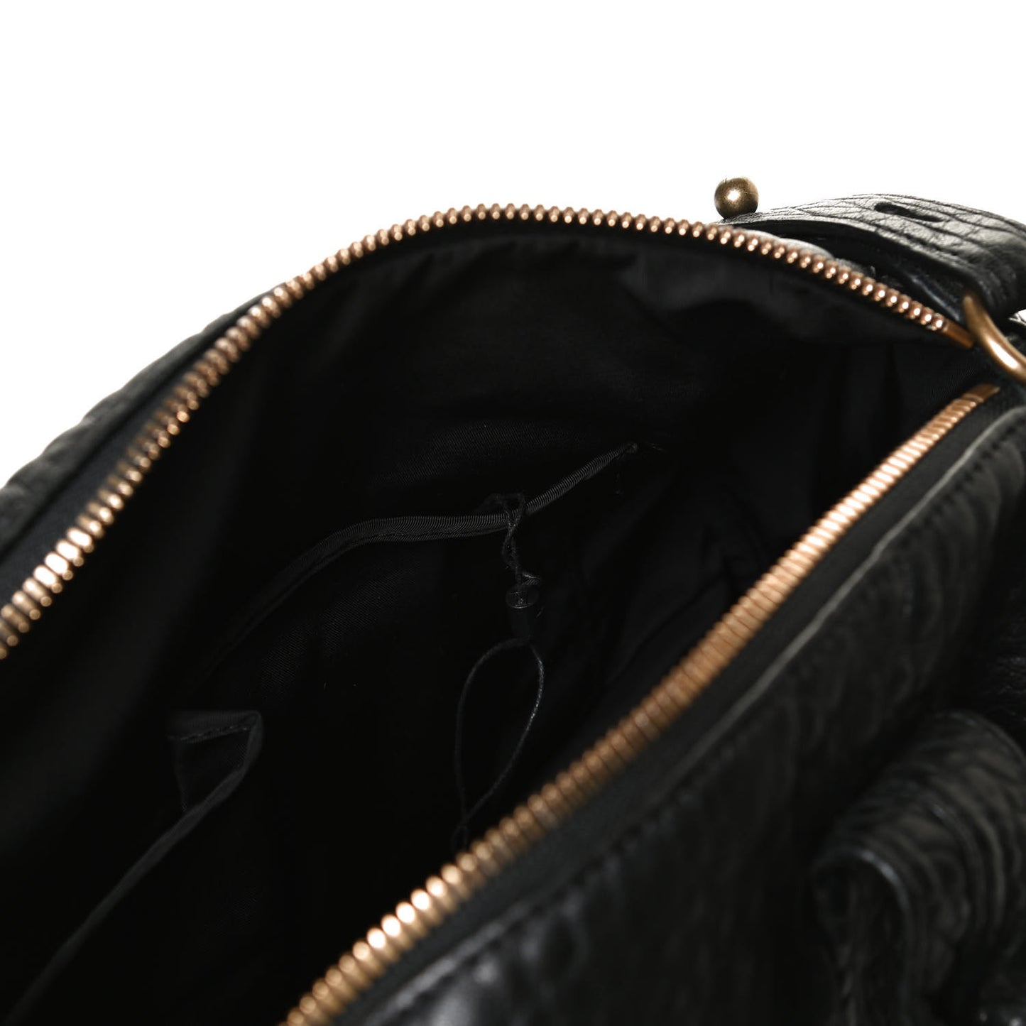 Pebbled Lambskin Rocco Black Antique Brass Hardware