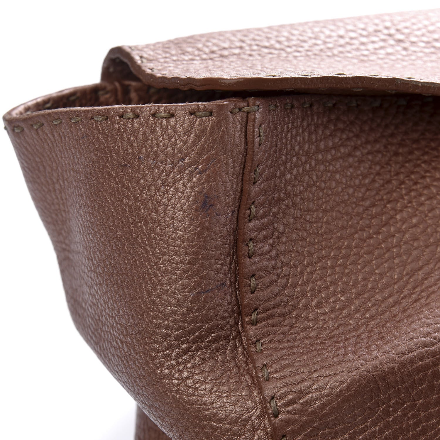 Fendi Cuoio Romano Selleria Large Linda Satchel Bronzo 14 of 23