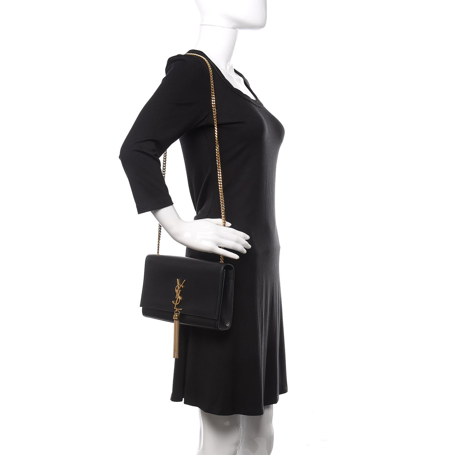 Saint Laurent Smooth Calfskin Medium Classic Monogram Kate Tassel Satchel Black 2 of 19