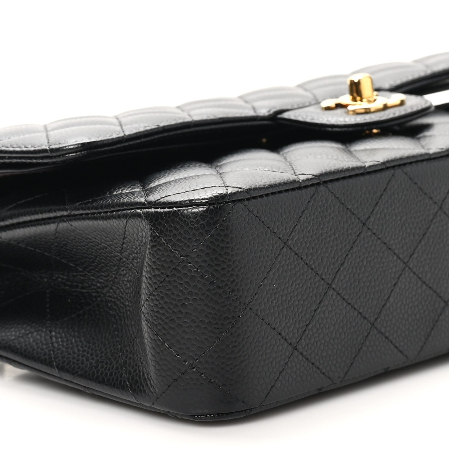 Caviar Quilted Medium Double Flap Black