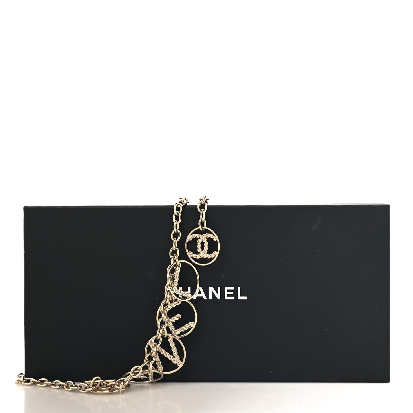 Metal Strass Crystal Chain Logo Belt Gold