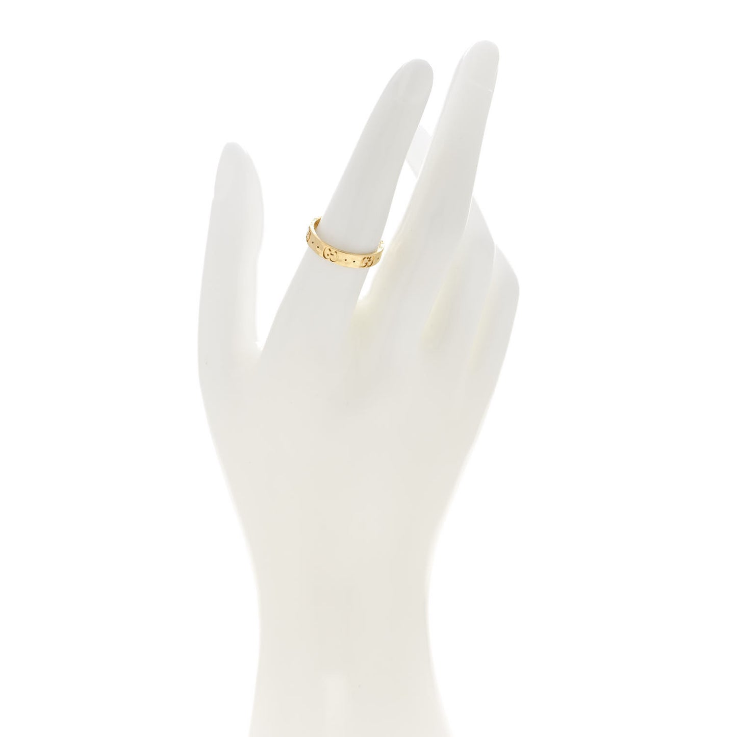 18K Yellow Gold 4mm Hammered Icon Thin Band Ring 55/7.25