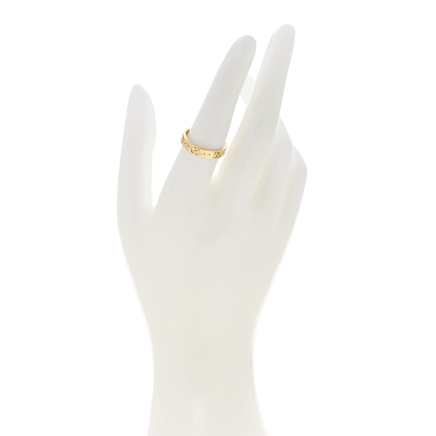 Gucci 18K Yellow Gold 4mm Hammered Icon Thin Band Ring 55/7.25 2 of 6