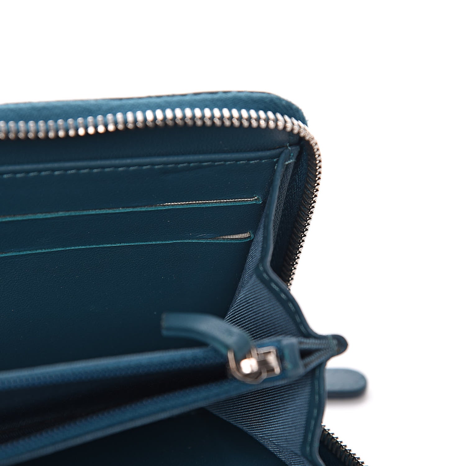 Chanel Lambskin Quilted Large Gusset Zip Around Wallet Turquoise 10 of 15