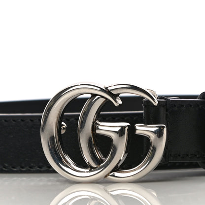 Gucci Plutone Calfskin Palladium Double G 20mm Belt 80 32 Black 2 of 7