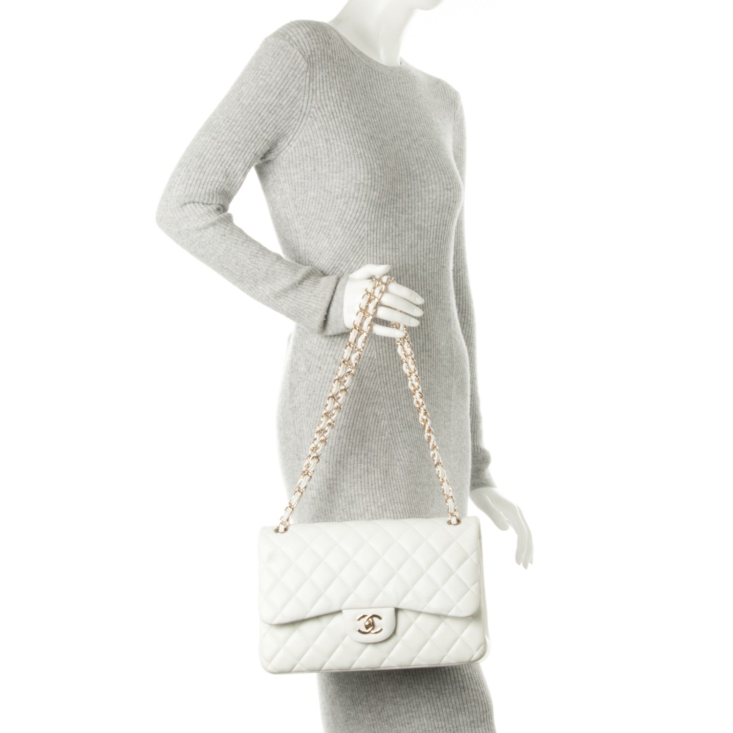 Chanel Lambskin Quilted Jumbo Double Flap White 2 of 8