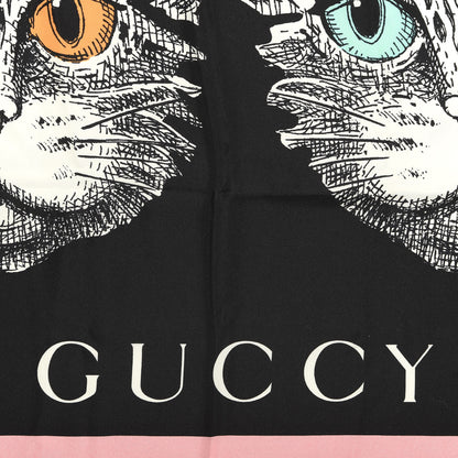 Gucci Silk Mystic Cat Square Scarf Black 3 of 5