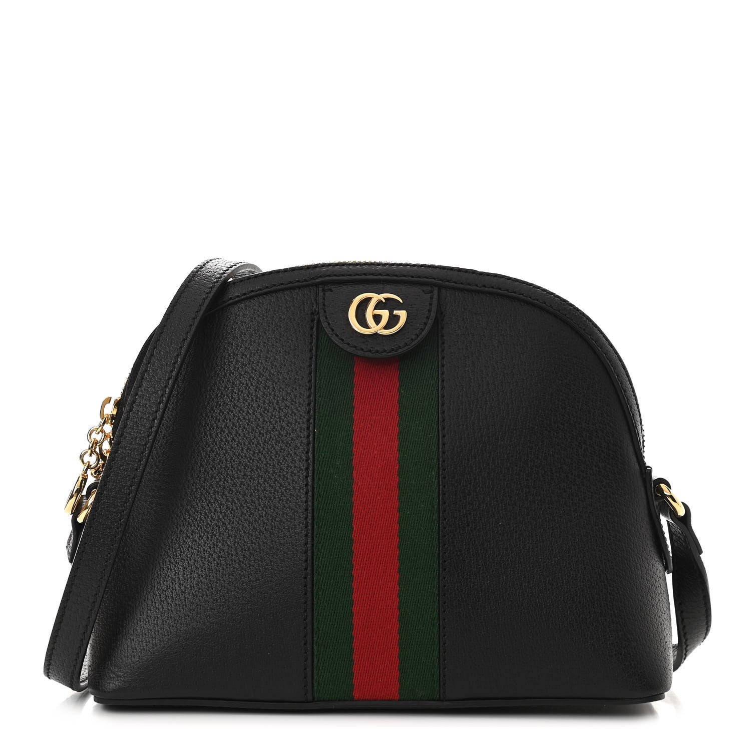 Gucci Calfskin GG Web Small Ophidia Dome Shoulder Bag Black 1 of 9
