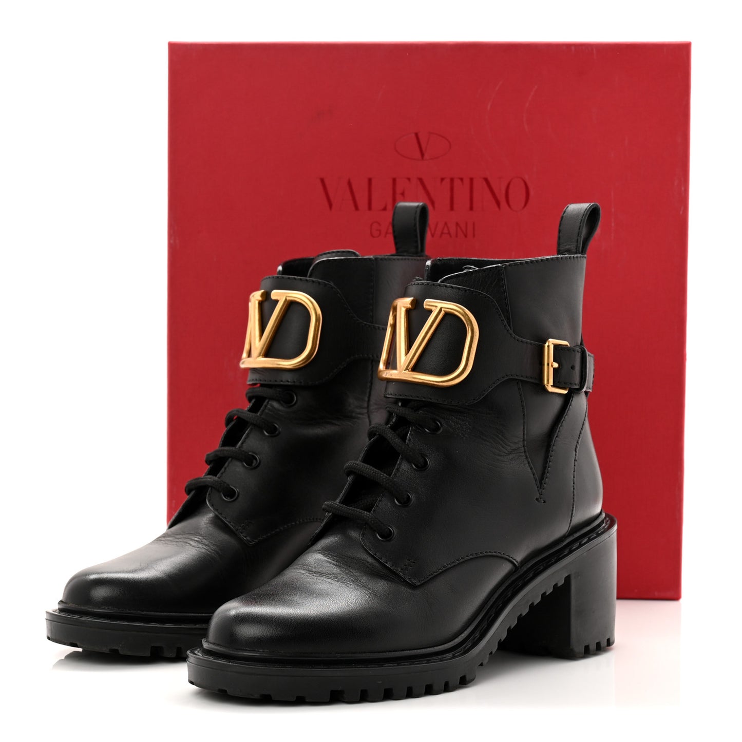 Calfskin Womens VLOGO 70mm Combat Boots 37.5 Black