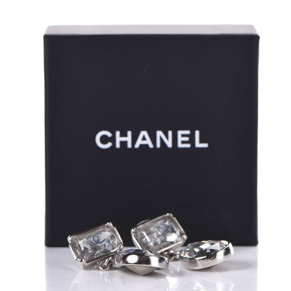 Chanel Crystal CC Drop Earrings Silver 5 of 5