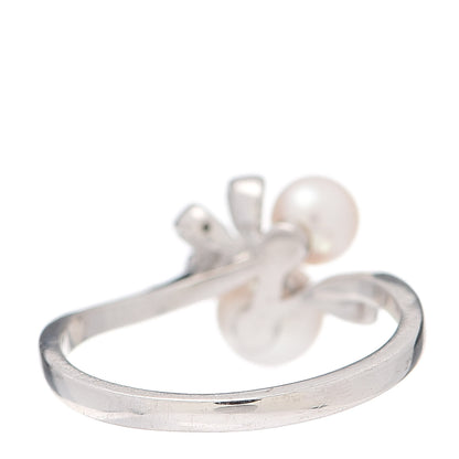 Mikimoto 18K White Gold Diamond Akoya Pearl 4.5-5.5mm Band Ring 50 5.25 3 of 4
