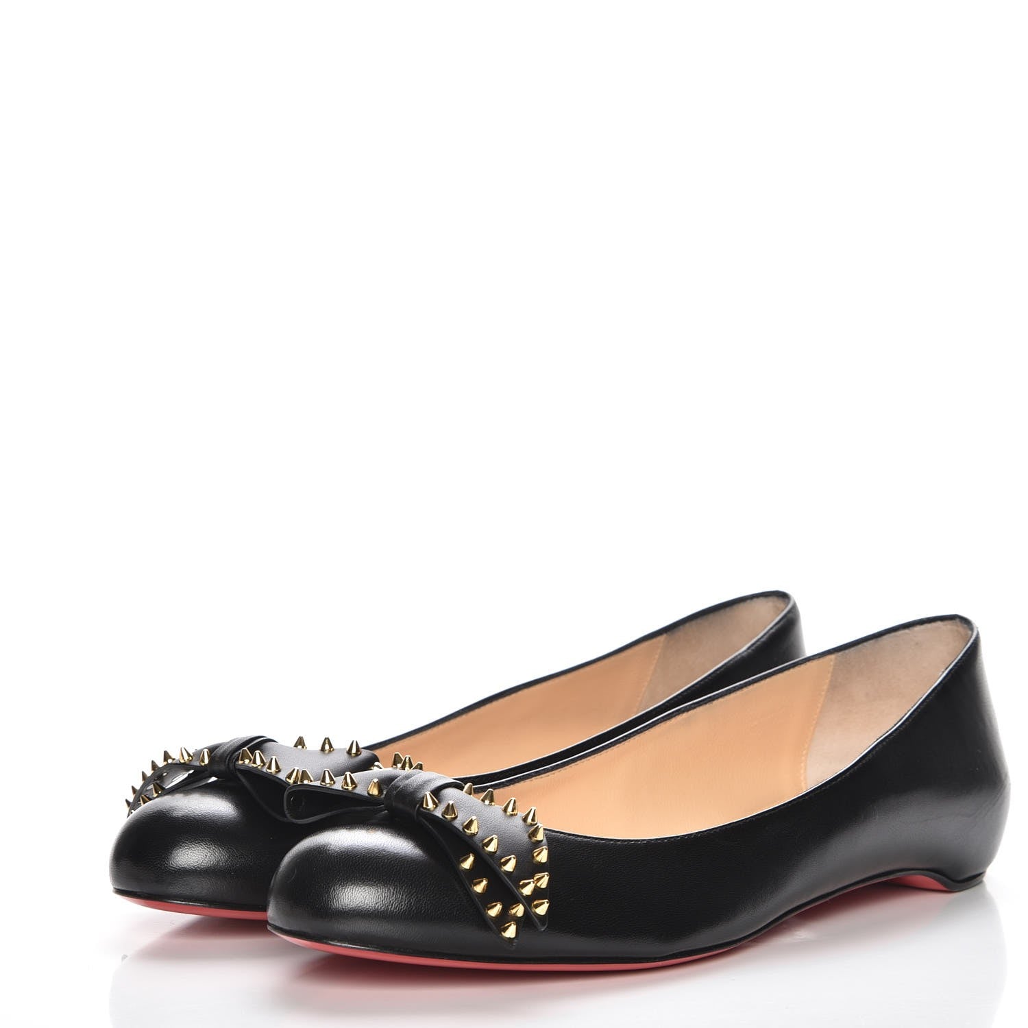 Christian Louboutin Shiny Nappa Spike Bow Ballerina Flats 39 Black 3 of 8