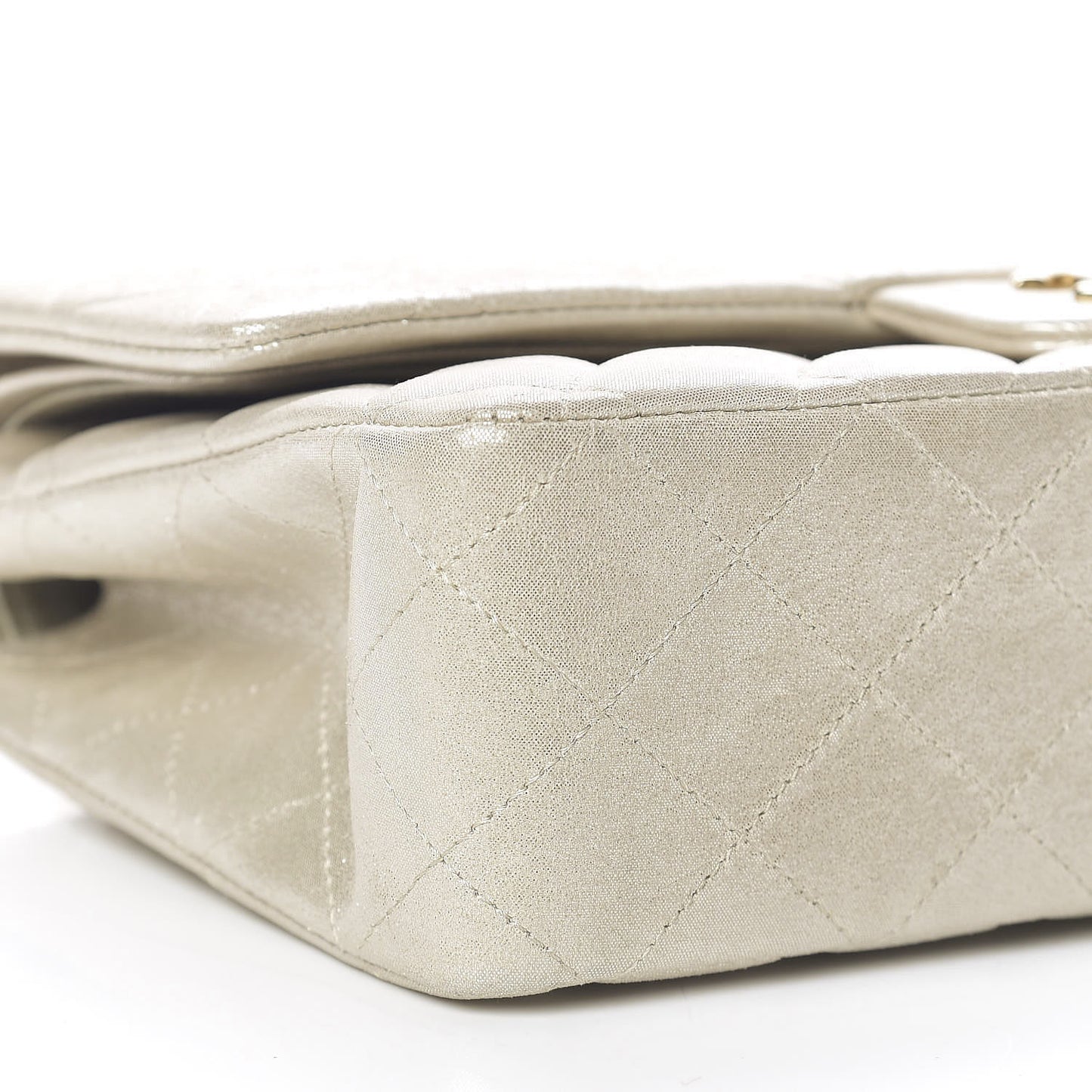Iridescent Calfskin Medium Double Flap Light Gold