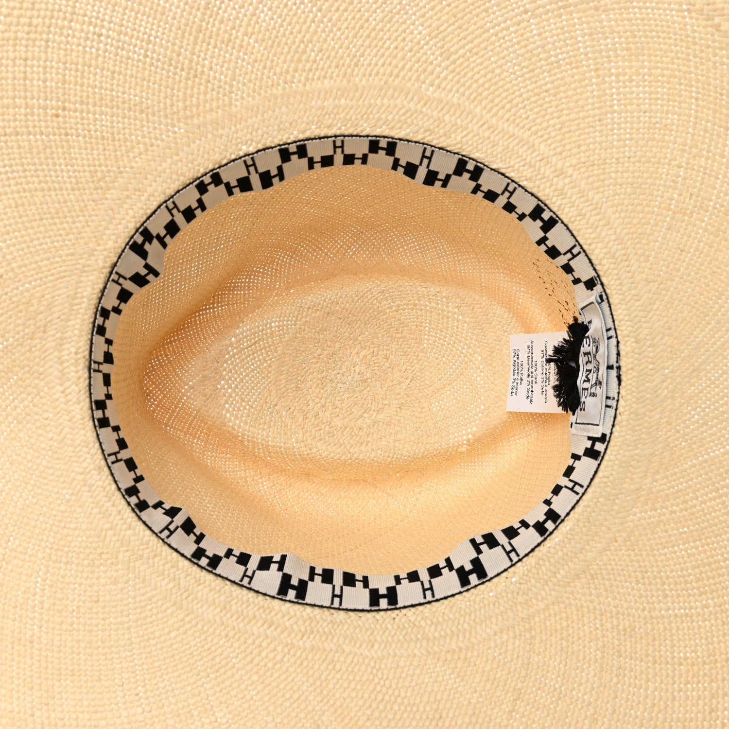 Hermes Straw Arizona Panama Brisa Hat 57 Naturel Ecru Black 7 of 9