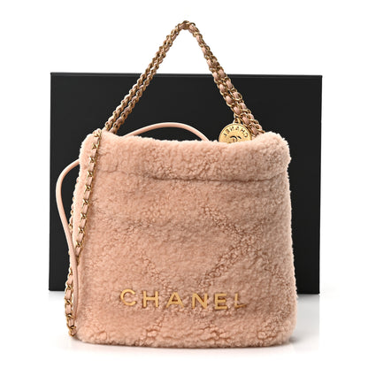 Chanel Aged Lambskin Shearling Quilted Small Chanel 22 Light Pink 11 of 11