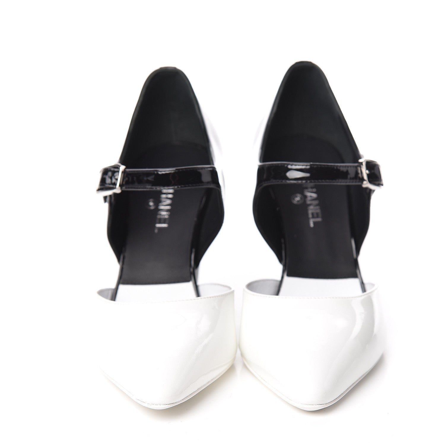 Chanel Patent Calfskin Pumps 36.5 Black White 2 of 8