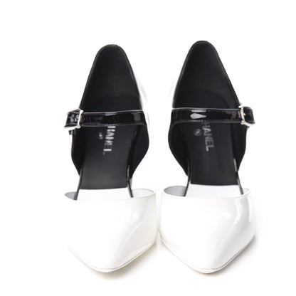 Chanel Patent Calfskin Pumps 36.5 Black White 2 of 8