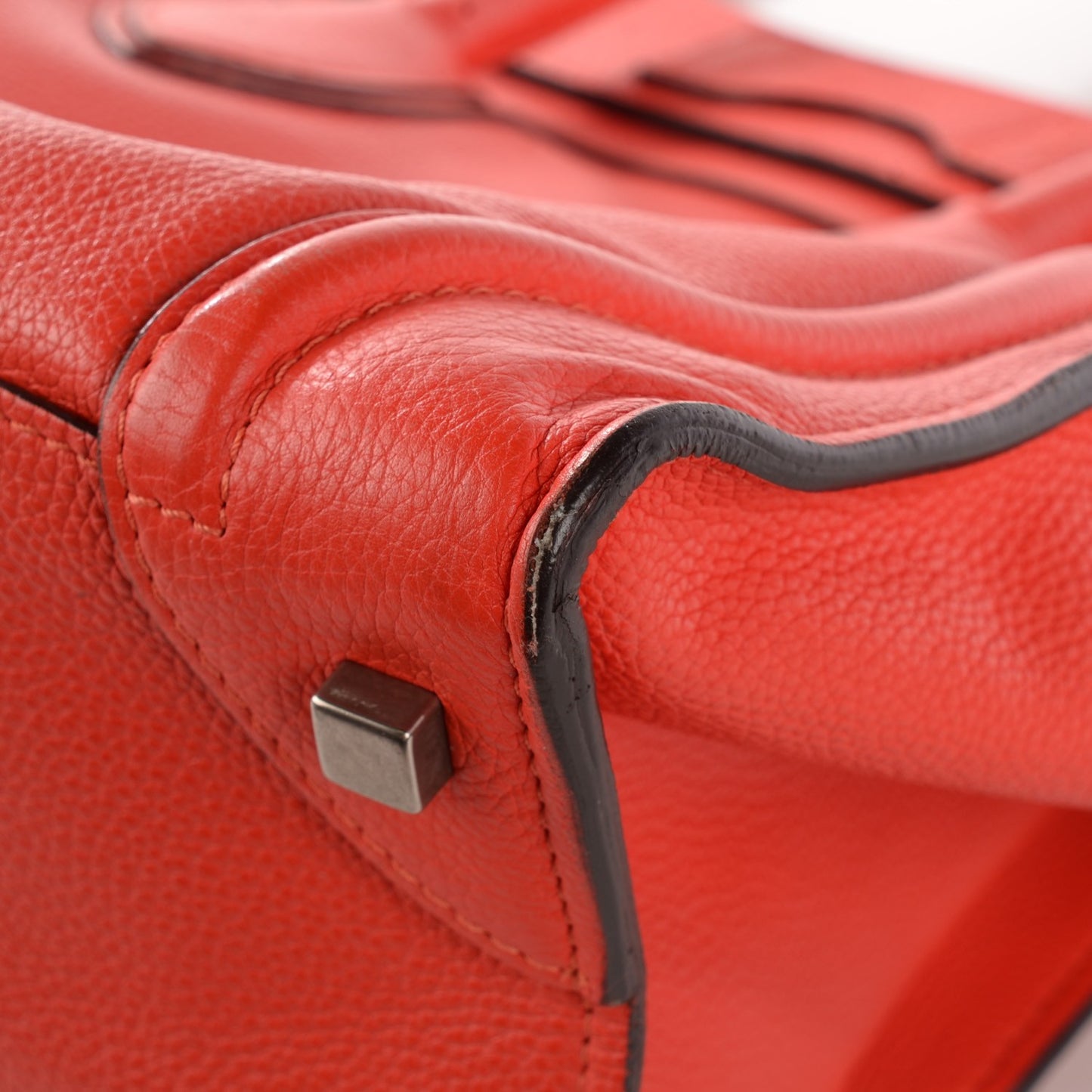 Drummed Calfskin Mini Luggage Vermillion