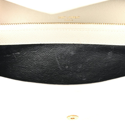 Saint Laurent Grain De Poudre Mixed Matelasse Triquilt Monogram Chain Wallet Blanc Vintage 13 of 15