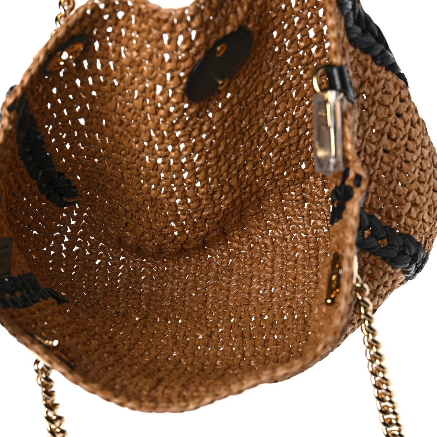 Raffia Effect Medium GG Marmont Shoulder Tote Bag Natural Black