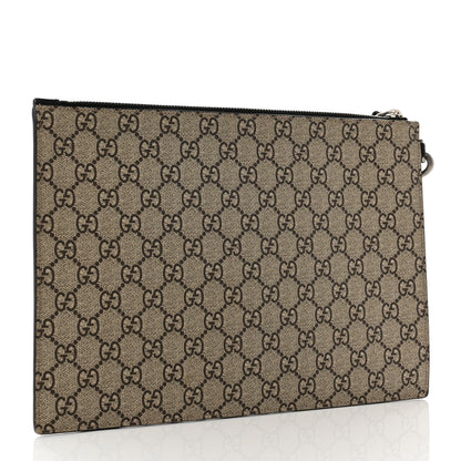 Gucci GG Supreme Monogram Kingsnake Zip Wristlet Pouch Beige Black 3 of 8