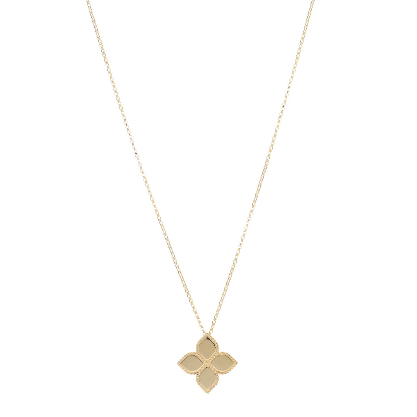 18K Yellow Gold Medium Princess Flower Pendant Necklace