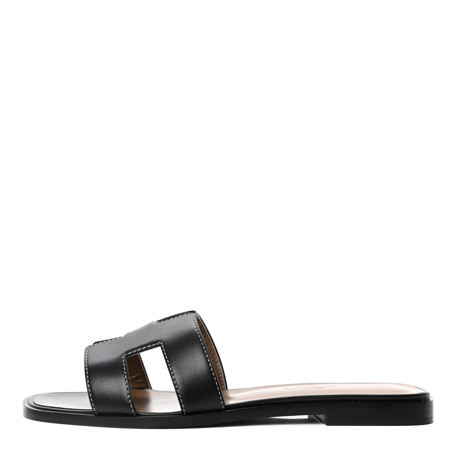 Hermes Box Calfskin Oran Sandals 37 Black 1 of 4