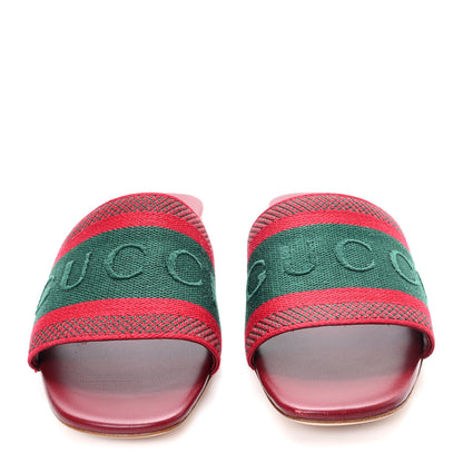 Gucci Canvas Web Womens Slide Sandals 38.5 Red Bordeaux 3 of 9
