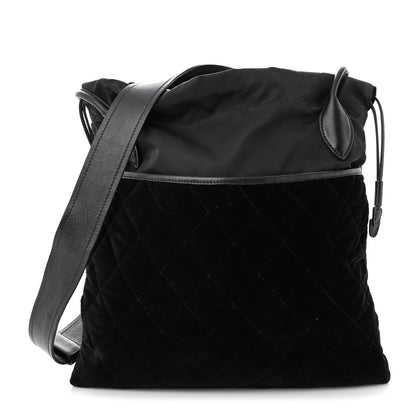 Prada Tessuto Nylon Velluto Ricamo Small Drawstring Bag Black 1 of 11