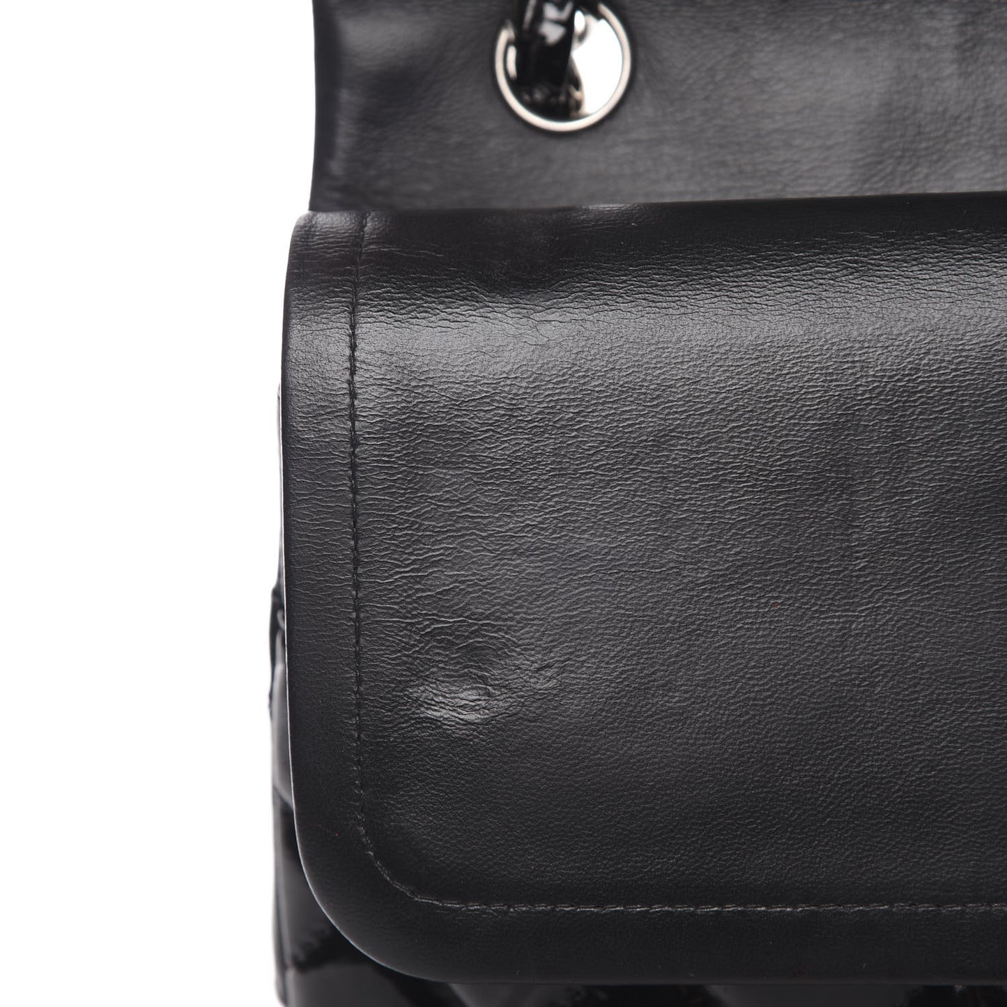 Patent Quilted Jumbo Double Flap Black