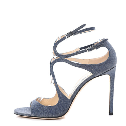 Jimmy Choo Glitter Lang Sandals 40.5 Navy 1 of 8
