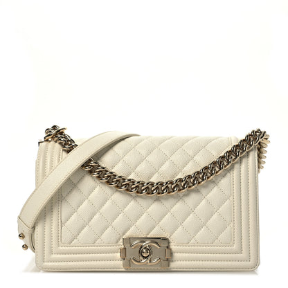 Chanel Caviar Quilted Medium Boy Flap White 1 of 11