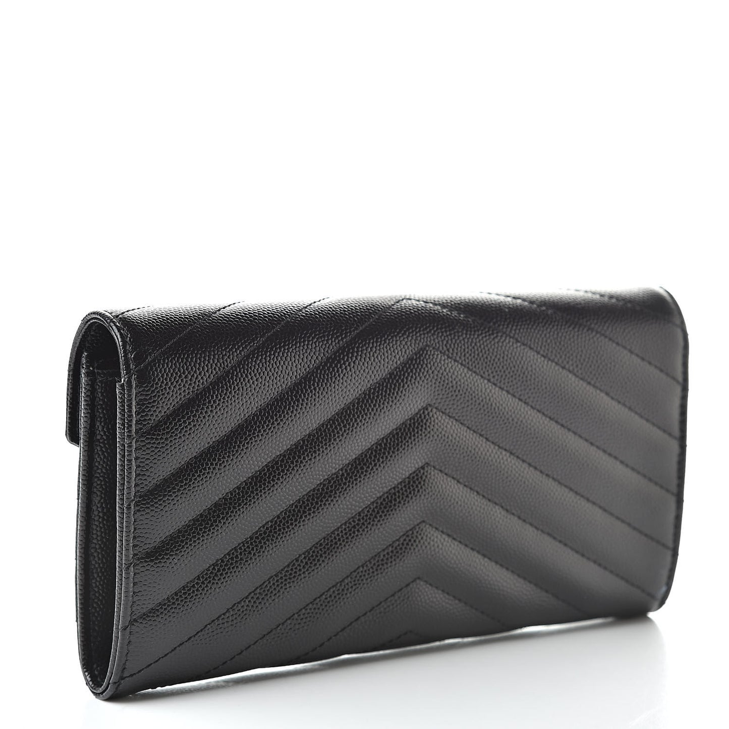 Grain De Poudre Matelasse Chevron Monogram Flap Wallet Black