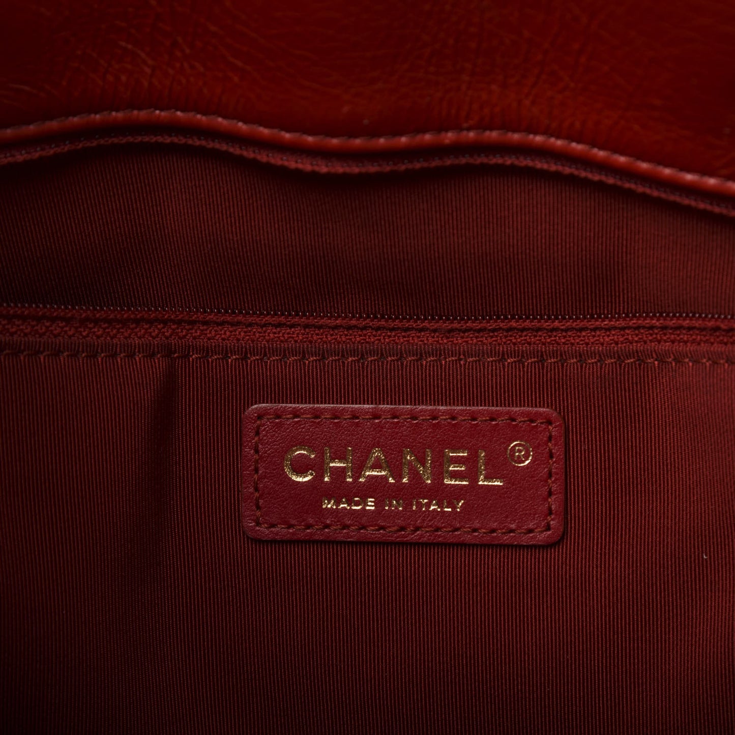 Aged Calfskin Quilted Drawstring Shopping Tote Red