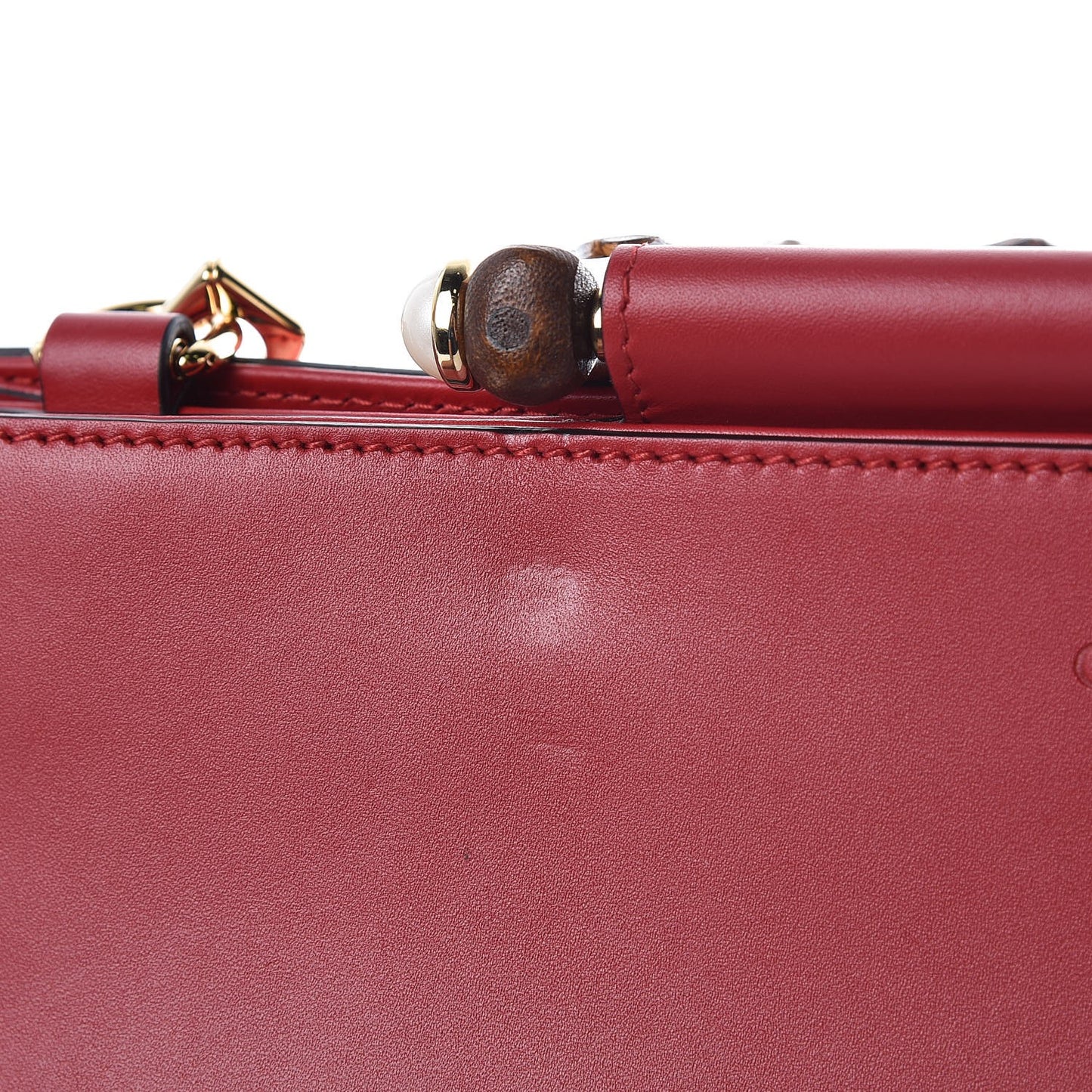 Nappa Bamboo Web Medium Nymphaea Top Handle Bag Hibiscus Red