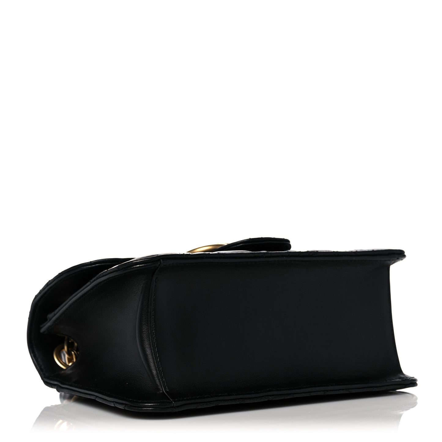 Calfskin Quilted Gancini Small Flap Bag Black