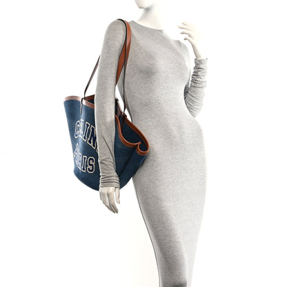 Celine Denim Calfskin Large Couffin Logo Tote Blue 2 of 10