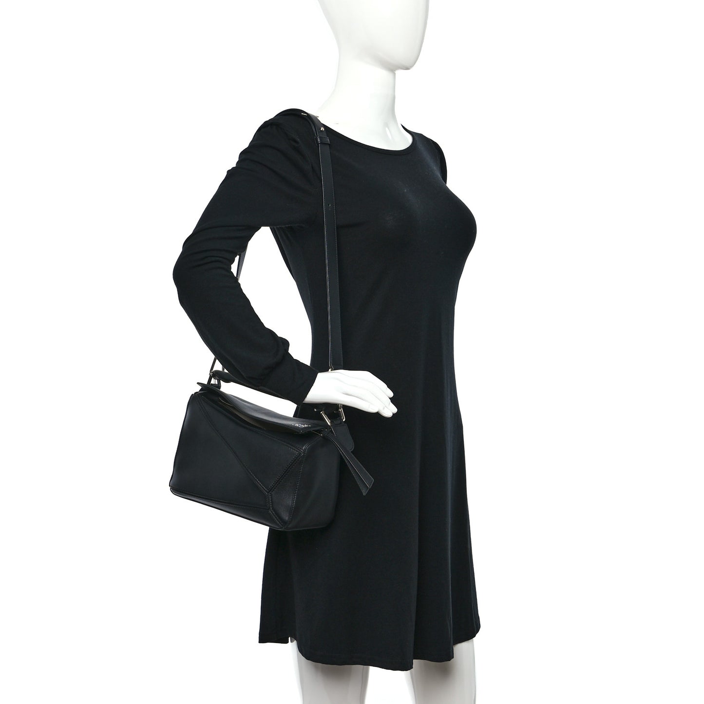 Calfskin Small Puzzle Bag Black