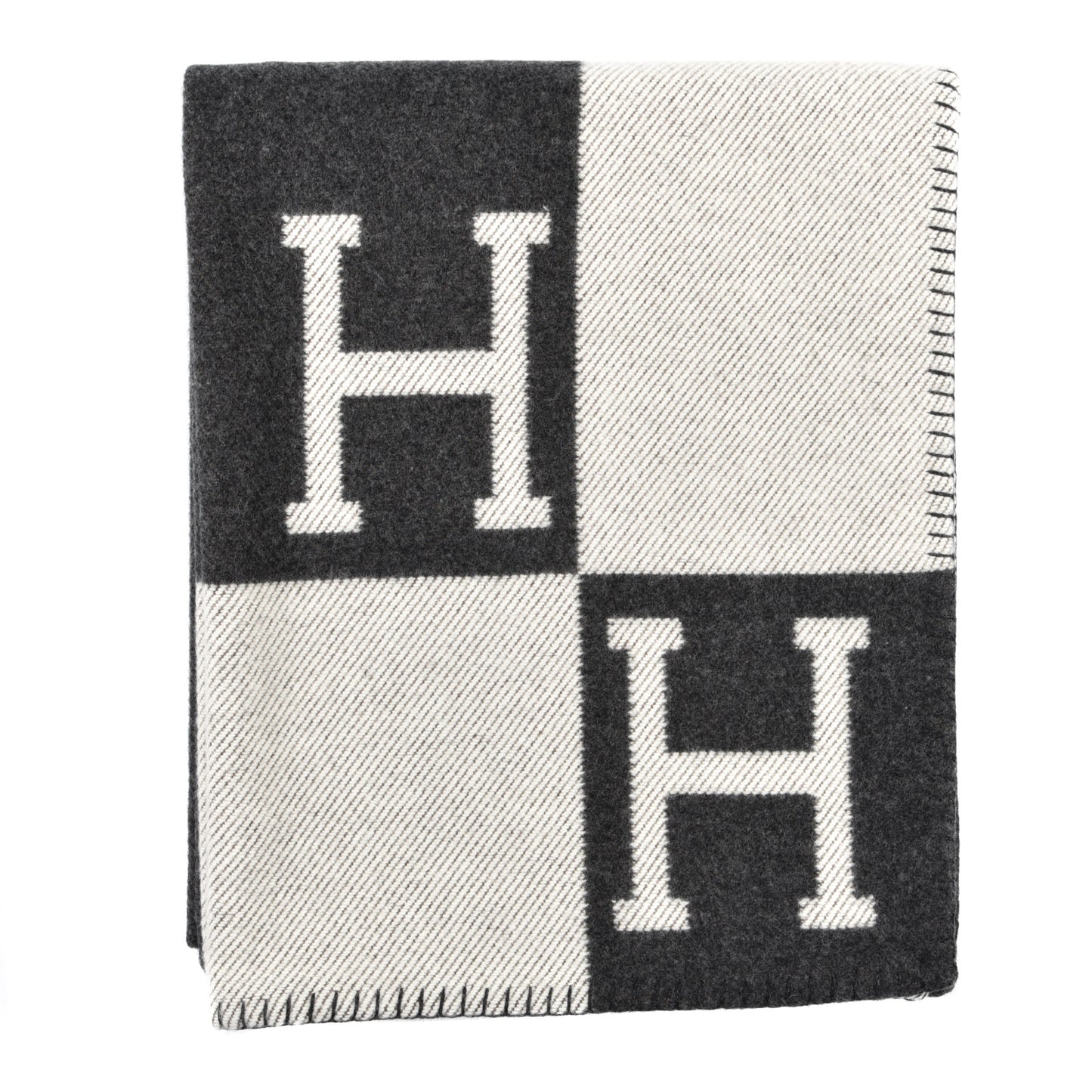 Wool Cashmere Avalon Blanket Ecru Gris Fonce