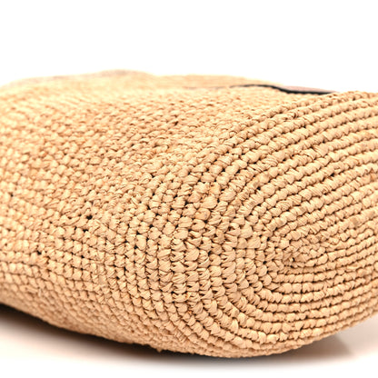 Loewe Calfskin Raffia Anagram Paulas Ibiza Pochette Bag Natural Tan 9 of 10