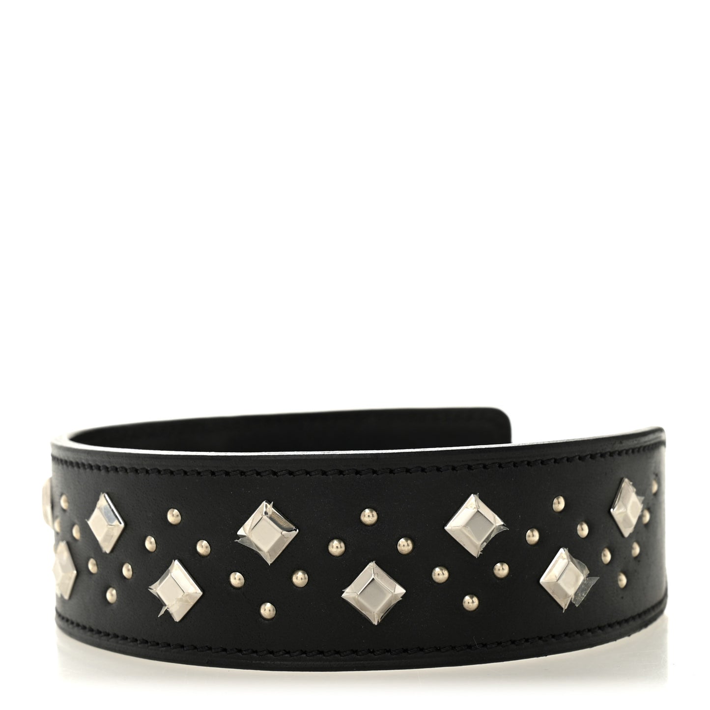 Natural Bridle Studded Punch Dog Collar M Black