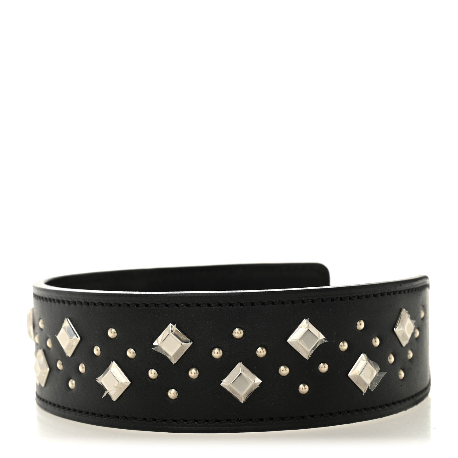 Hermes Natural Bridle Studded Punch Dog Collar M Black 2 of 5