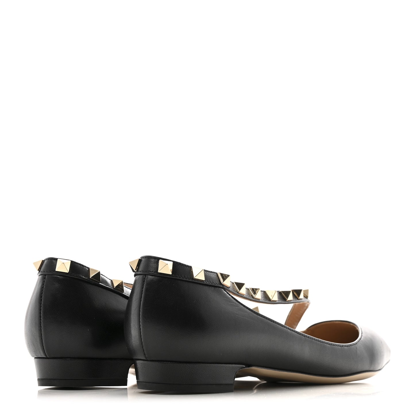 Nappa Rockstud Cross Strap D’Orsay Flats 37 Black Poudre